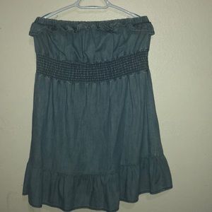 seven7 sleeveless blue denim dress